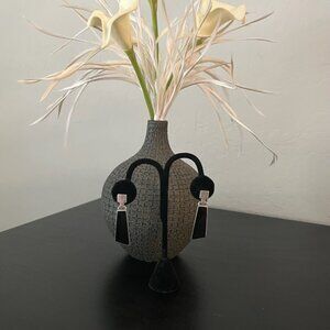 Fully Stamped Sterling Silver & Black Onyx Dangle Earrings 2" Drop